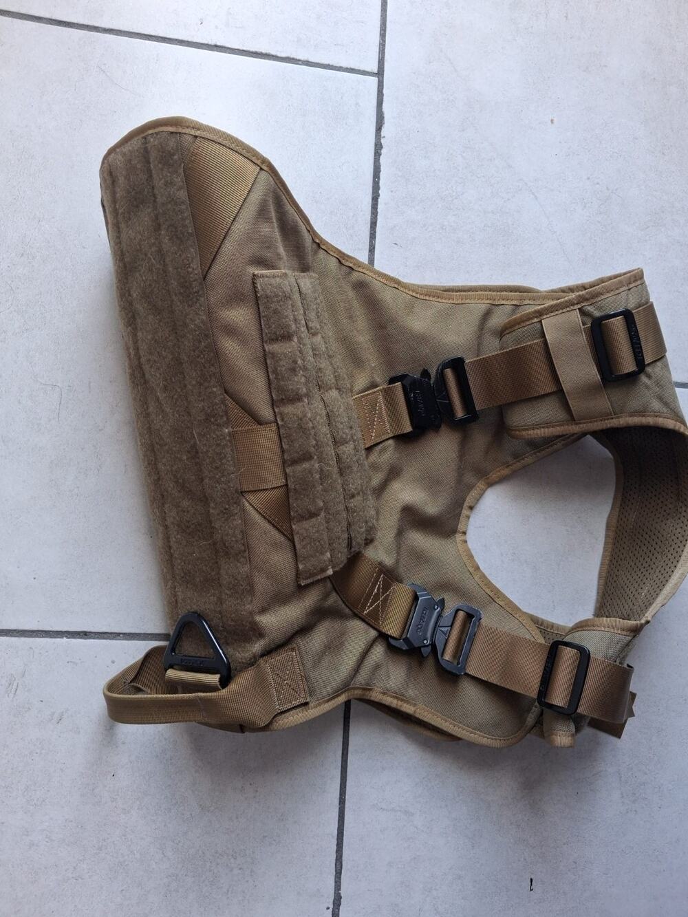 ICEFANG Tactical Dog Harness XXL Coyote Tan Metal Buckle MOLLE K9 Working